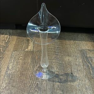 Hand Blown Art Glass‎ Jack in the Pulpit Flower Vase Tulip Bud Vase 9" High